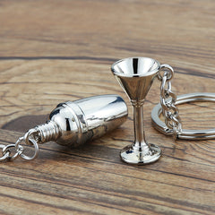 3D Zinc Alloy Wine Bottle Keychain Pendant for Camping
