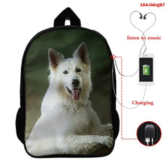 3D Animal Pug Dog Print Backpack Male Animal Backpack Travel Laptop Computer Bag