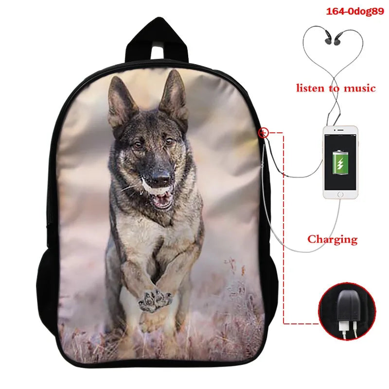 3D Animal Pug Dog Print Backpack Male Animal Backpack Travel Laptop Computer Bag