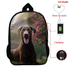3D Animal Pug Dog Print Backpack Male Animal Backpack Travel Laptop Computer Bag