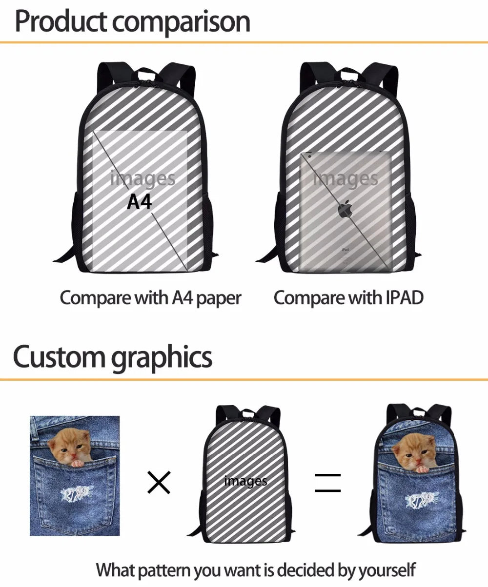 3D Dinosaurs Print School Bag For Kids Boys Backpack Bags Teens