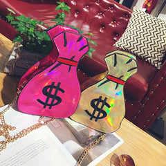 3D Dollar Laser Handbags Women Clutch Crossbody Shoulder Messenger Bags