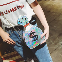 3D Dollar Laser Handbags Women Clutch Crossbody Shoulder Messenger Bags