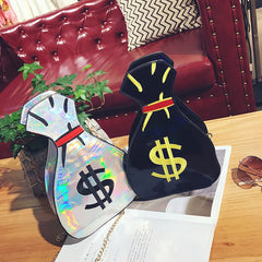 3D Dollar Laser Handbags Women Clutch Crossbody Shoulder Messenger Bags