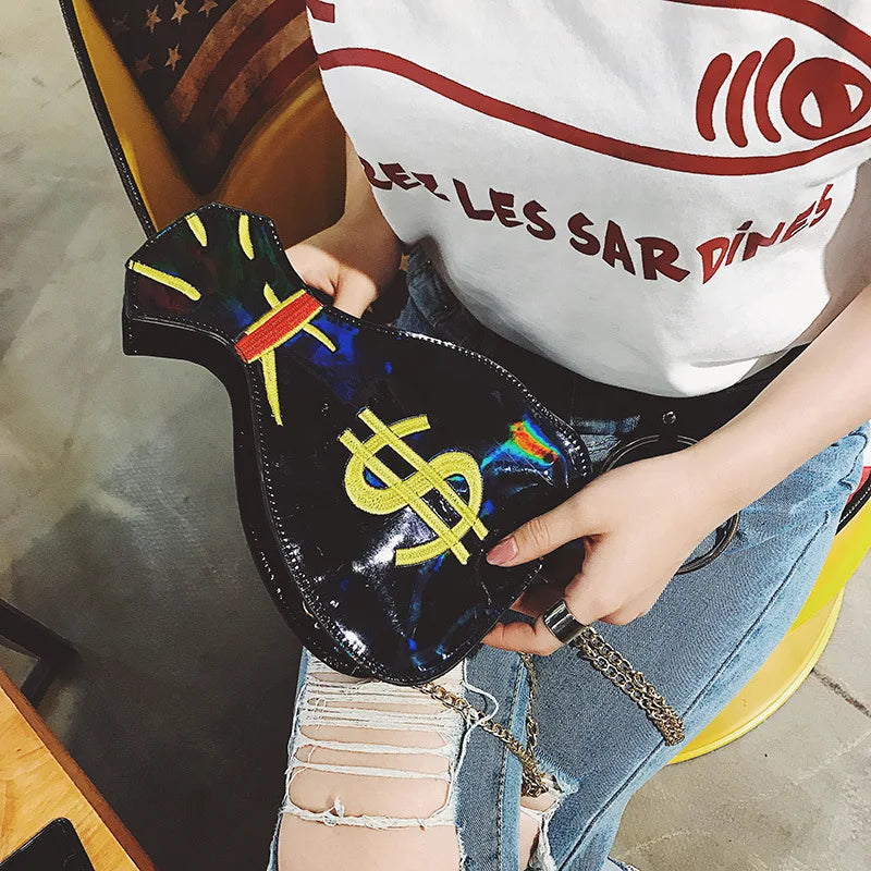 3D Dollar Laser Handbags Women Clutch Crossbody Shoulder Messenger Bags