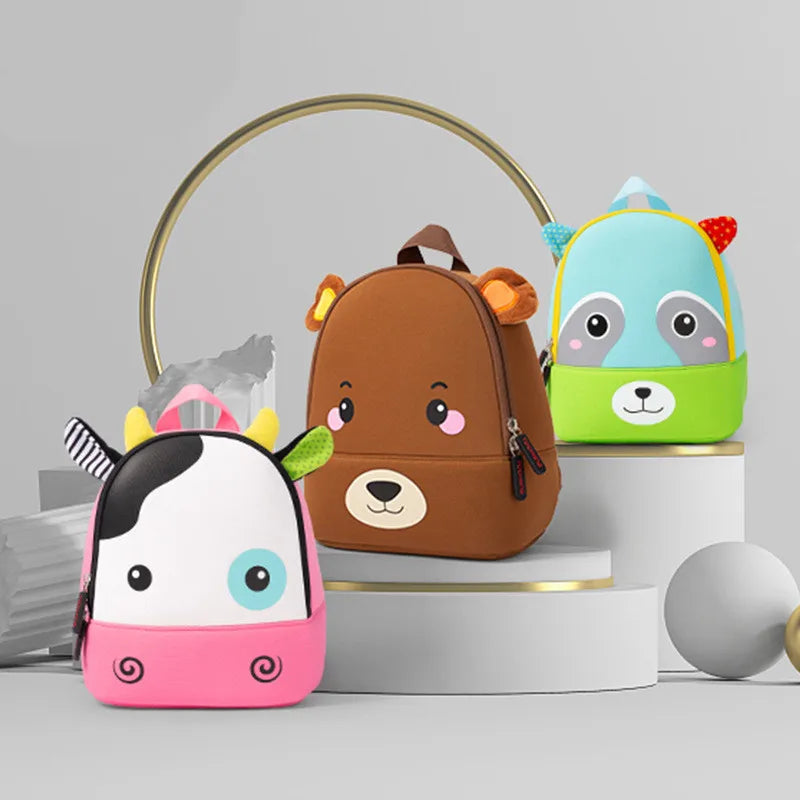 3D Cartoon Animal Backpack Lightweight Waterproof Softback for Kids