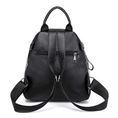 Women PU Backpack with Rhinestone Decor Soft Leather Female Daypack