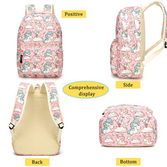 3Pcs Girls School Backpacks Unicorn Bookbags Set Lightweight Kids Travel Bag