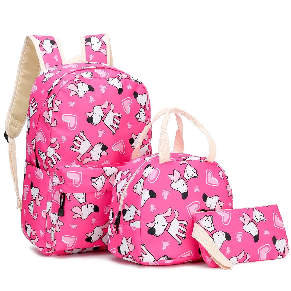 3Pcs Girls School Backpacks Unicorn Bookbags Set Lightweight Kids Travel Bag
