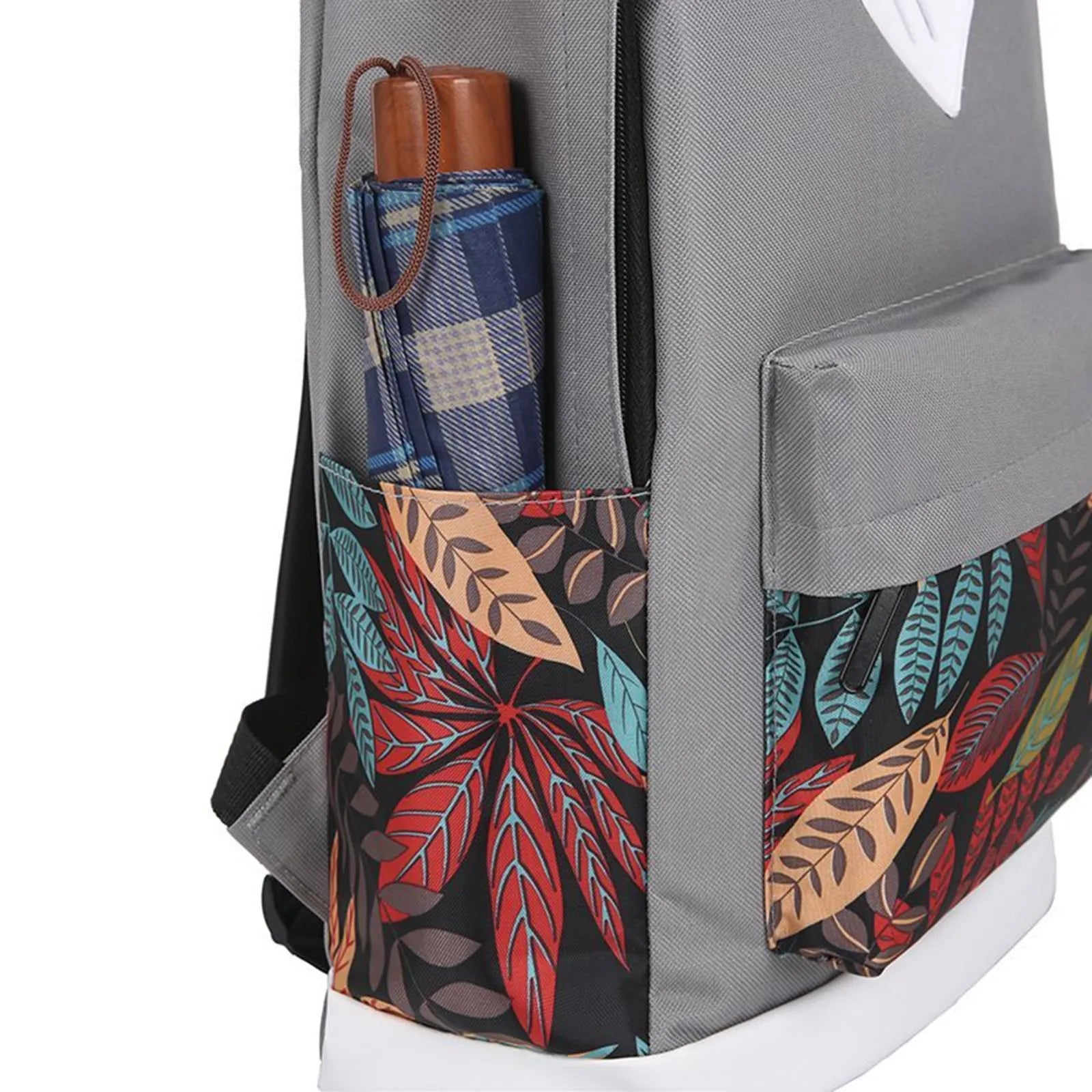 3Pcs/Set Female Backpack Leaf Print Laptop Backpack Travel Bagpack