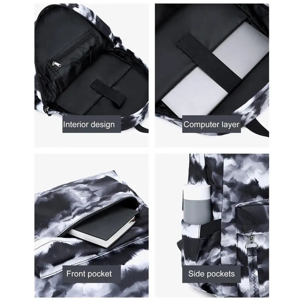 Student Backpack Ink Print Backpack with Charging Port