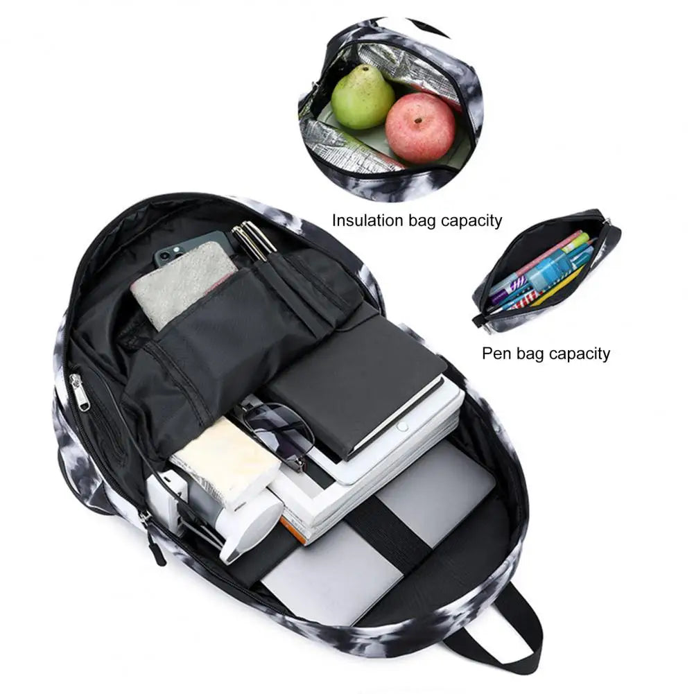 Student Backpack Ink Print Backpack with Charging Port