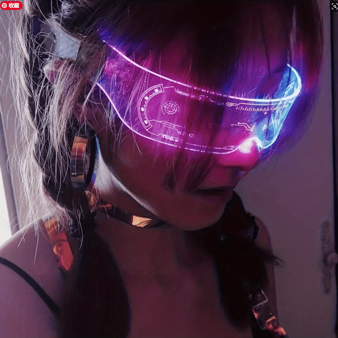 2pcs Halloween Future Tech Sense Bar Flashing Charging Colorful Glasses