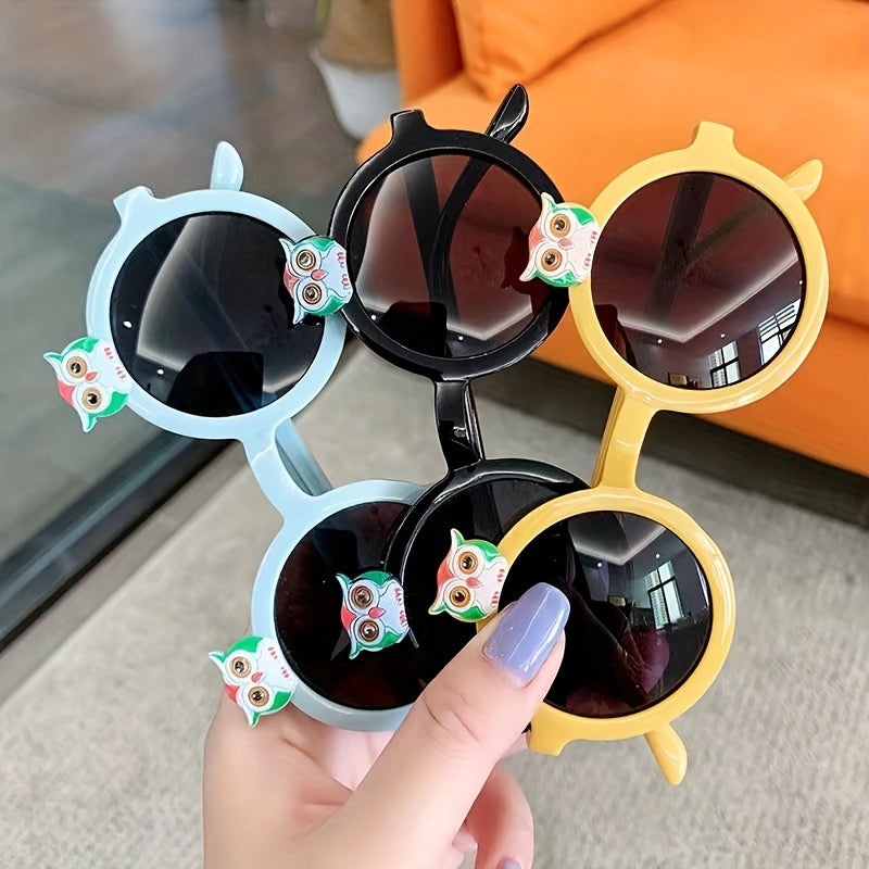 Youth Owl Round Frame Sunglasses Sun Protection Decorative Accessory