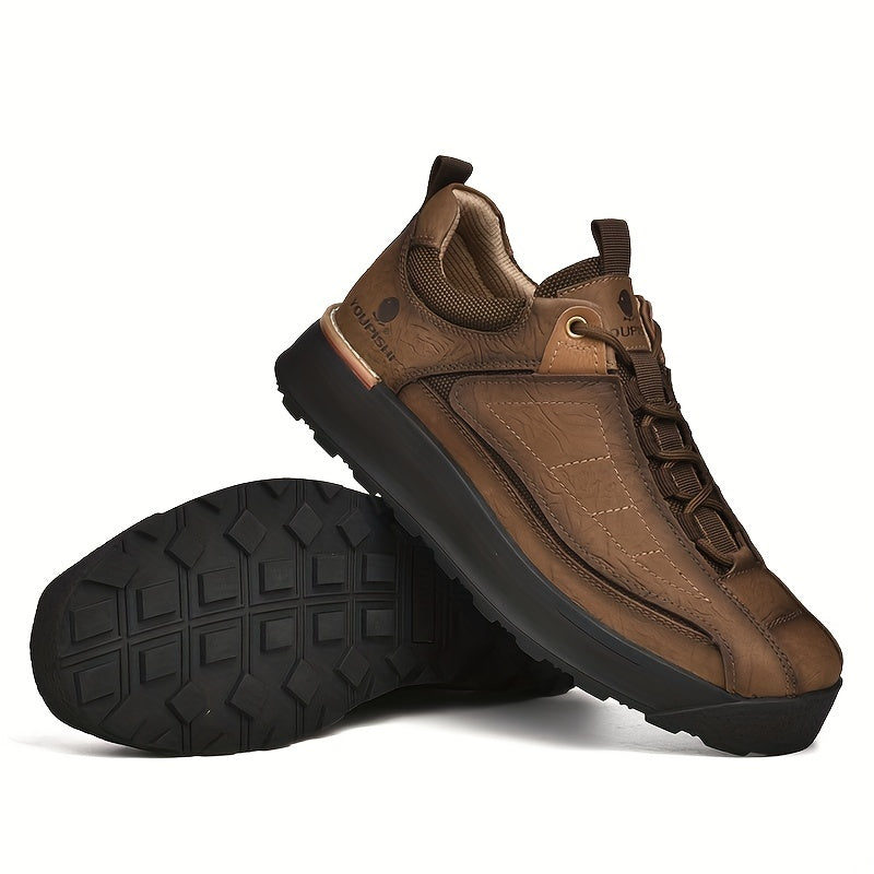 Men's Leather Platform Sneakers Soft Sole Walking Shoes