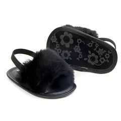 Furry Sandals For Baby Girls Lightweight Non slip Walking Shoes