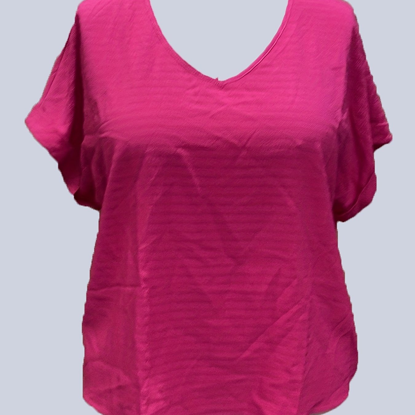  Solid Short Sleeve V Neck Blouse