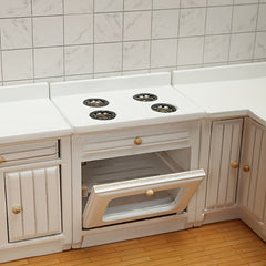 1:12 Scale Kitchen Set 4pcs Wooden Cabinets Sink Countertop Oven & Stove