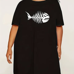  Fish Bone Print Tee Nightdress