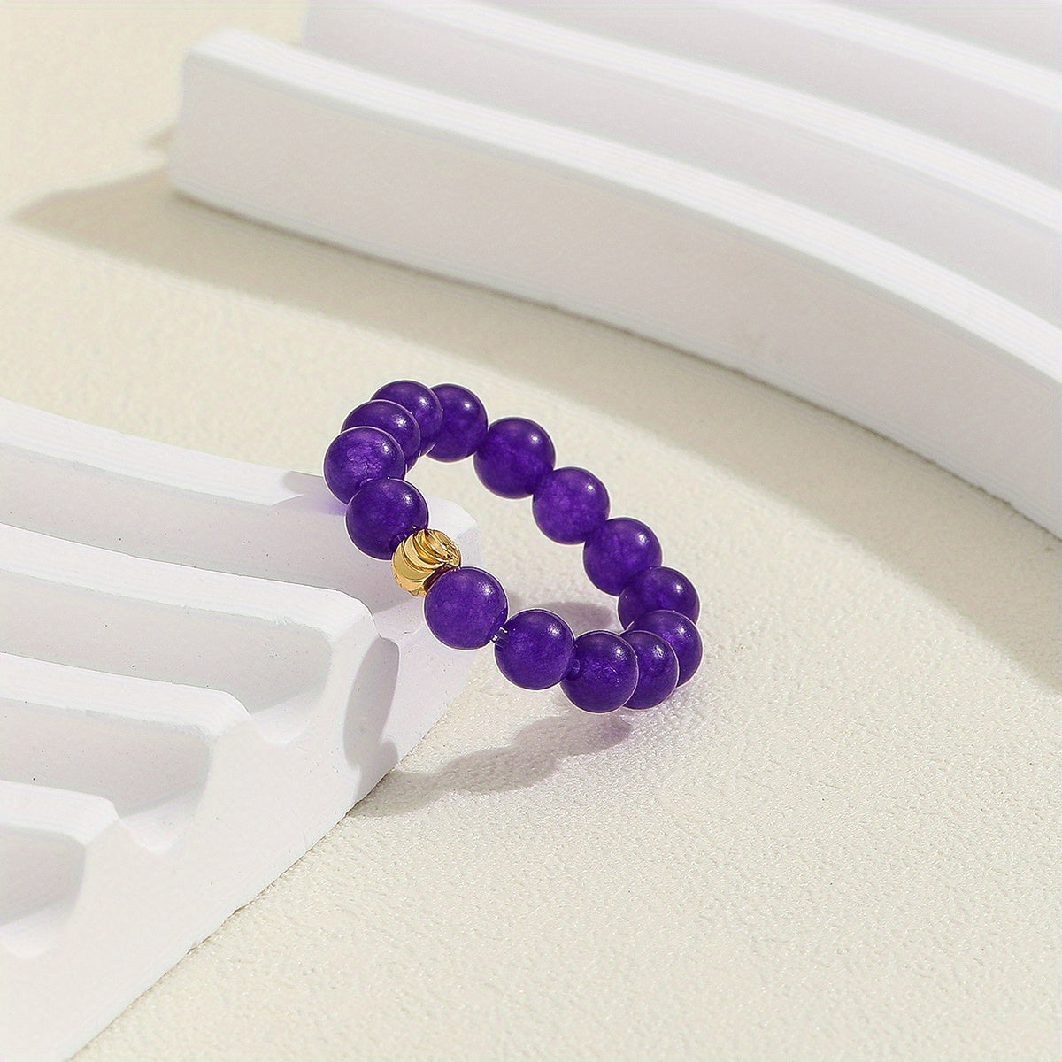 Natural Bead Ring 18k Plated Waterish Stacking Jewelry