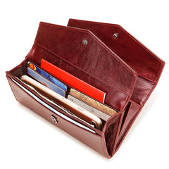 Women's Top Grain Leather RFID Long Clutch Evening Bag