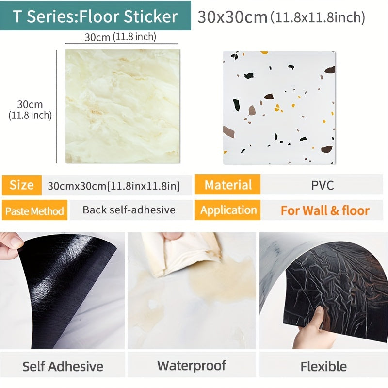10pcs PVC Marble Floor Stickers Self Adhesive Wall Decals Waterproof