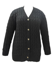  Solid Cable Button Up Cardigan