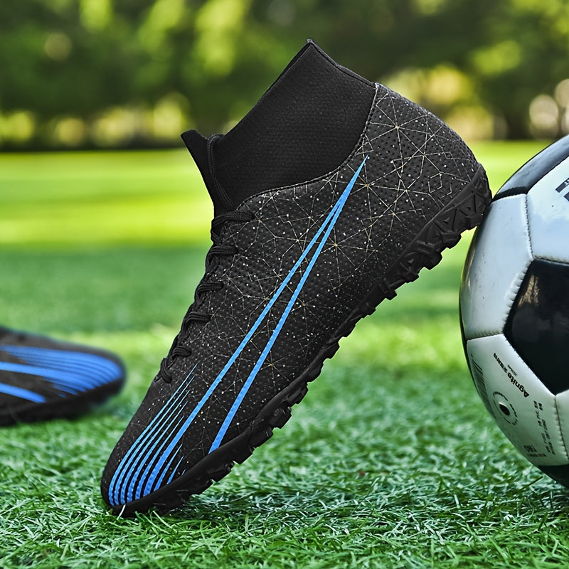 Men's High Top Turf Football Boots Anti skid Lace Up TF Soccer Cleats