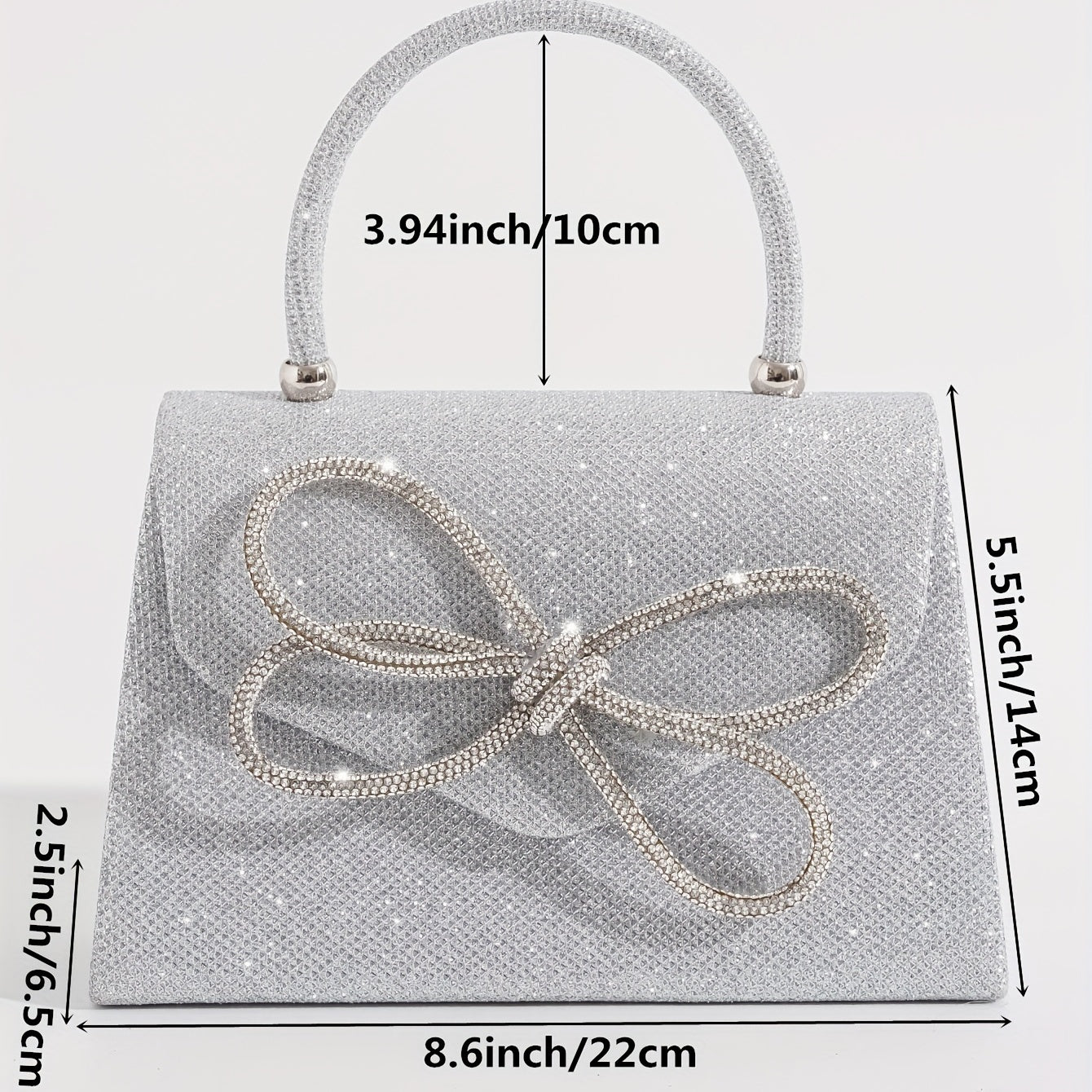 Glitter Bow Rhinestone Evening Bag Clutch Purse Chain Shoulder Wedding Party