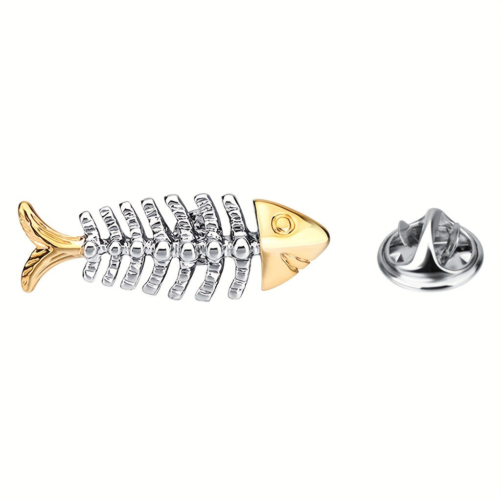 Men's Fish Bone Mini Suit Brooch Pin All Match