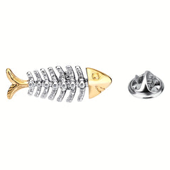 Men's Fish Bone Mini Suit Brooch Pin All Match