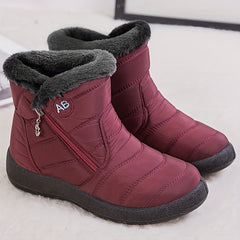Women's Faux Fur Snow Boots Winter Ankle Boots Side Zipper