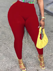  Basic Leggings Women's Plus Plain High Rise Skinny Leggings