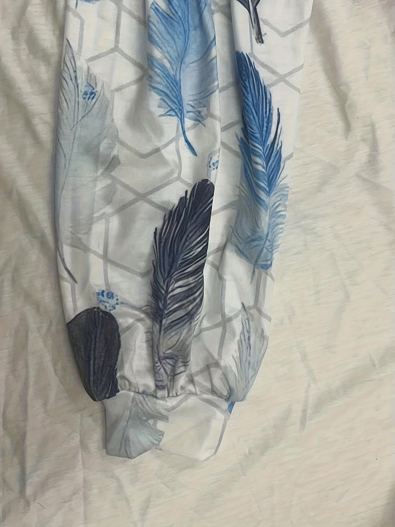  Feather Print Long Sleeve Open Front Cardigan