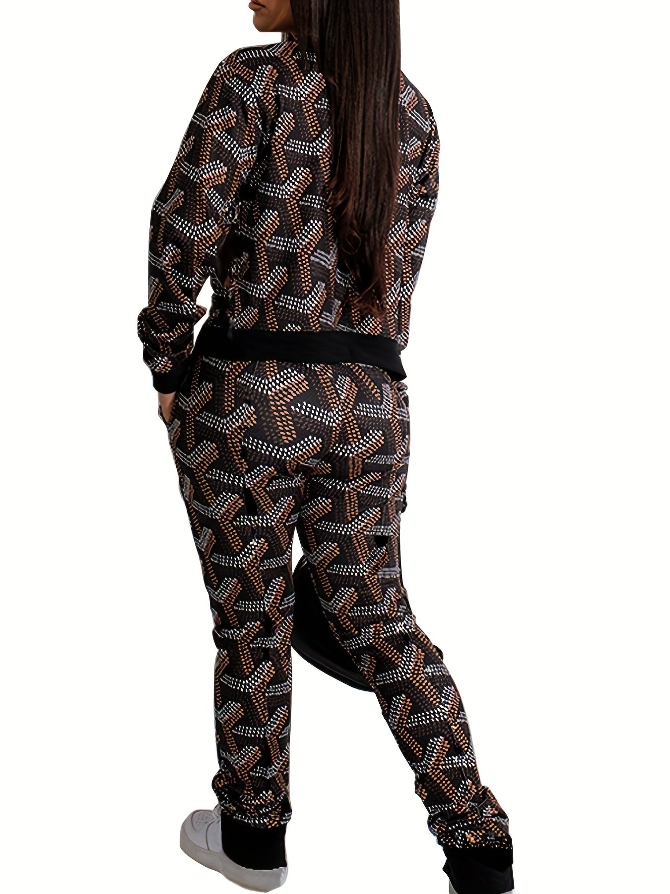 Plus Size Dot Print Top & Pants 2 Piece Set