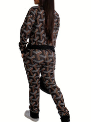 Plus Size Dot Print Top & Pants 2 Piece Set