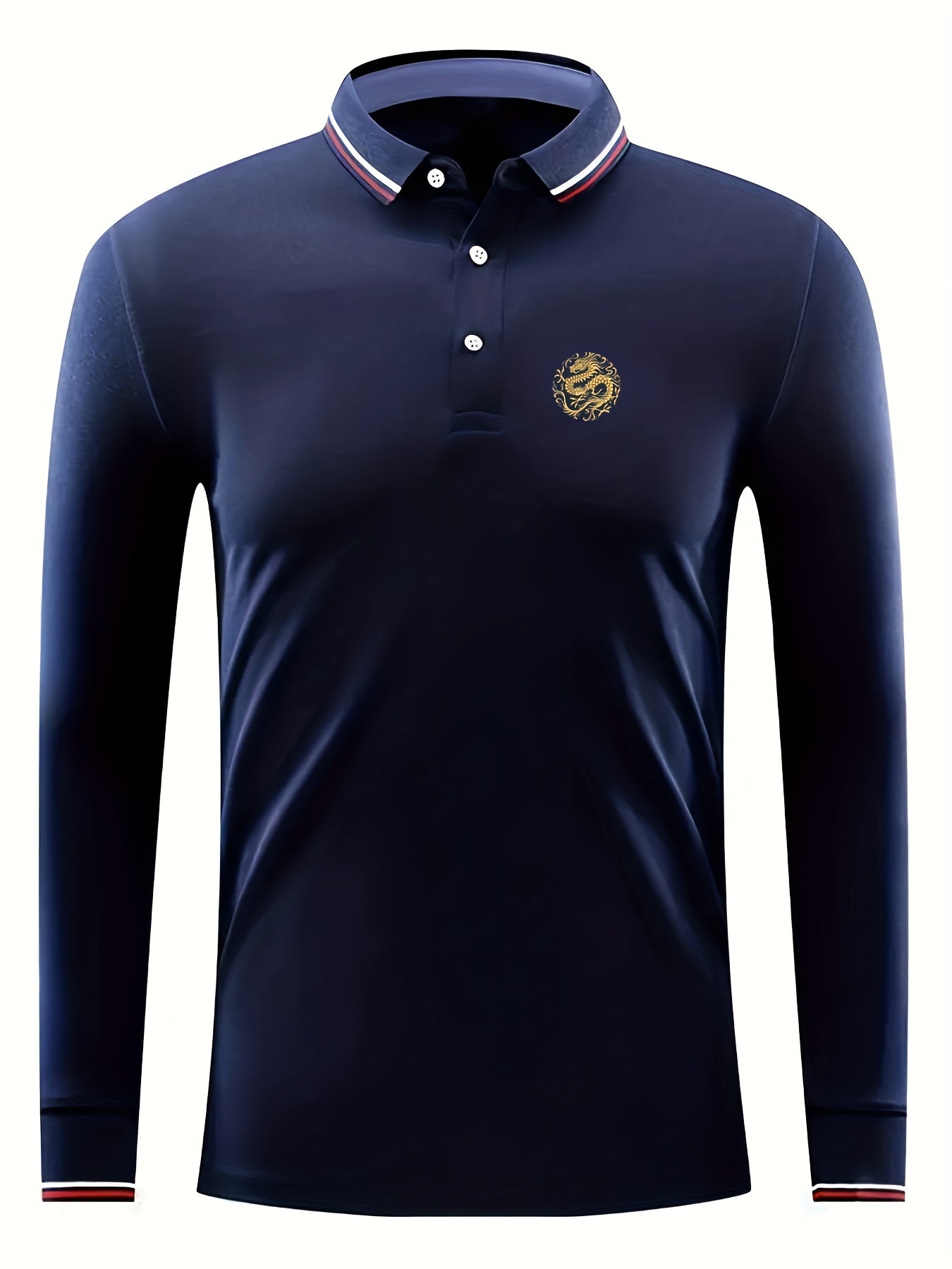 Yellow Dragon Pattern Men's Casual Custom Fit Long Sleeve Shirt