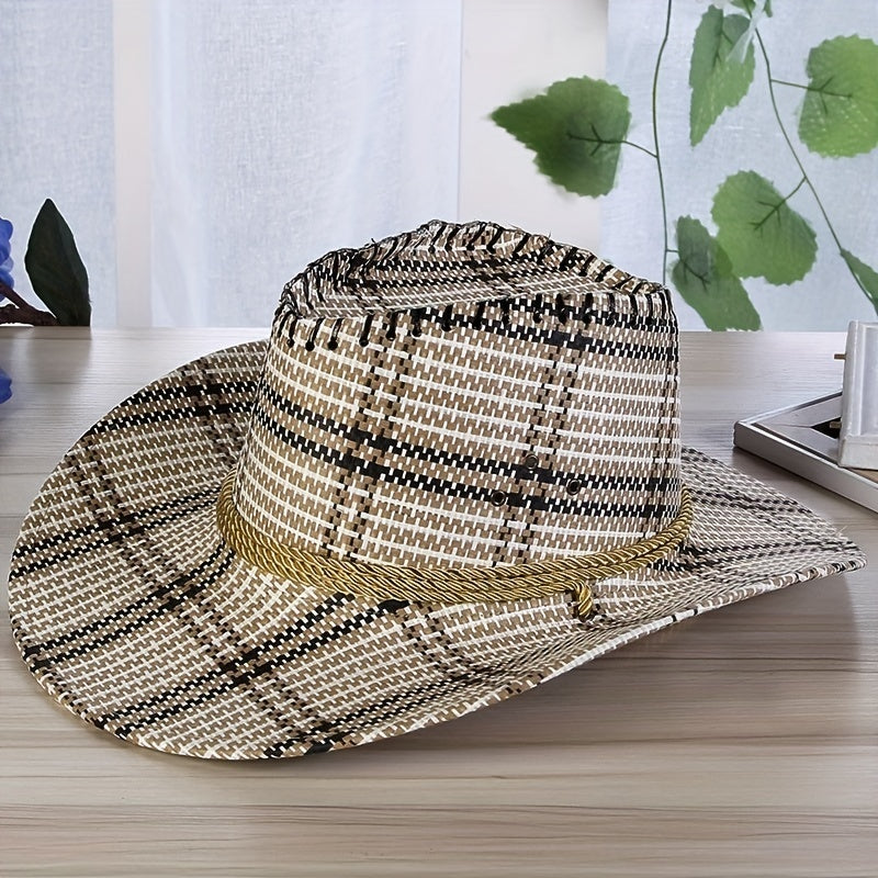 Plaid Western Sunshade Cowboy Hat for Men