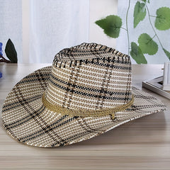 Plaid Western Sunshade Cowboy Hat for Men
