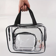 3pcs PVC Transparent Cosmetic Bag Travel Storage Bag Set