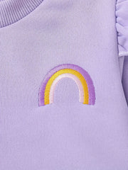Baby Girls Cartoon Rainbow Sweatshirt Top Elastic Waist Pants 2pcs Set