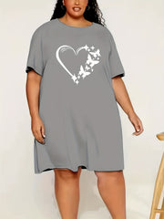  Heart & Butterfly Print Tee Sleep Dress