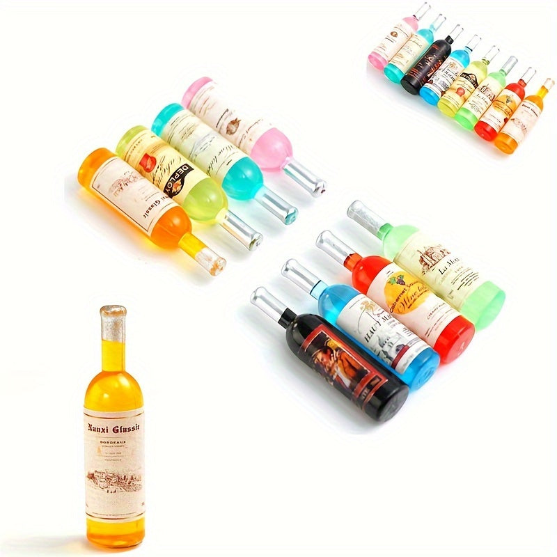 5pcs Mini Wine Bottles Cake Toppers Funny Dollhouse Cupcake Topper Set