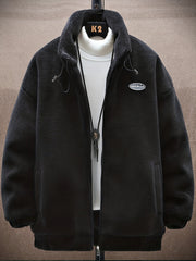 Men's Fleece Stand Collar Jacket Active Zip Up Coat