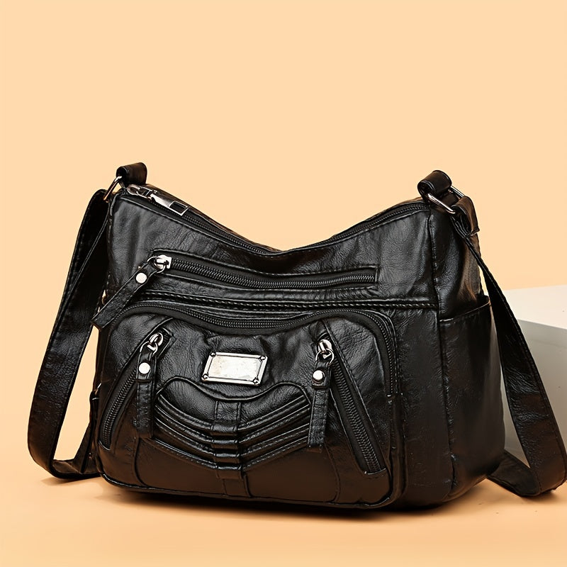 Decor Crossbody Bag Women's PU Leather Shoulder Bag Large Capacity Purse