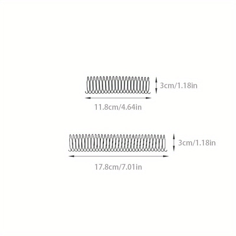 2pcs Elastic Hair Comb Pin Invisible Hair Pin For Side Hair Band Alloy Hairpin