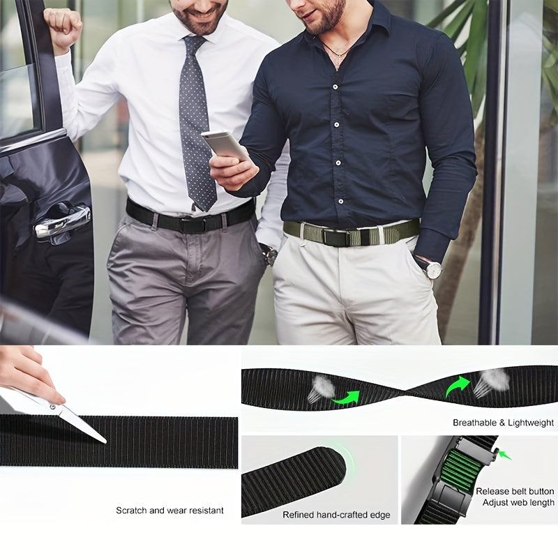 2pcs Men's Ratchet Belts Casual Nylon Web Belt Golf Belts