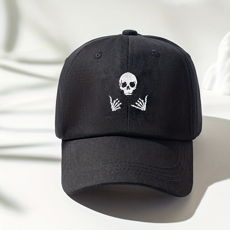 Ghost Face Print Baseball Cap Solid Washed Distressed Sports Hat