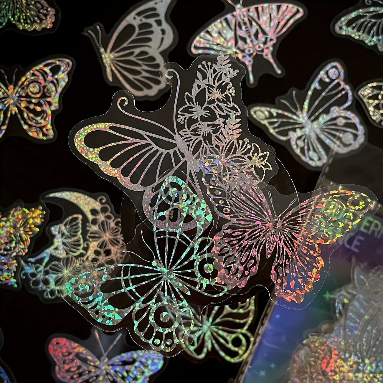 100pcs Butterfly Series Stickers Waterproof Laser Sticker Decal