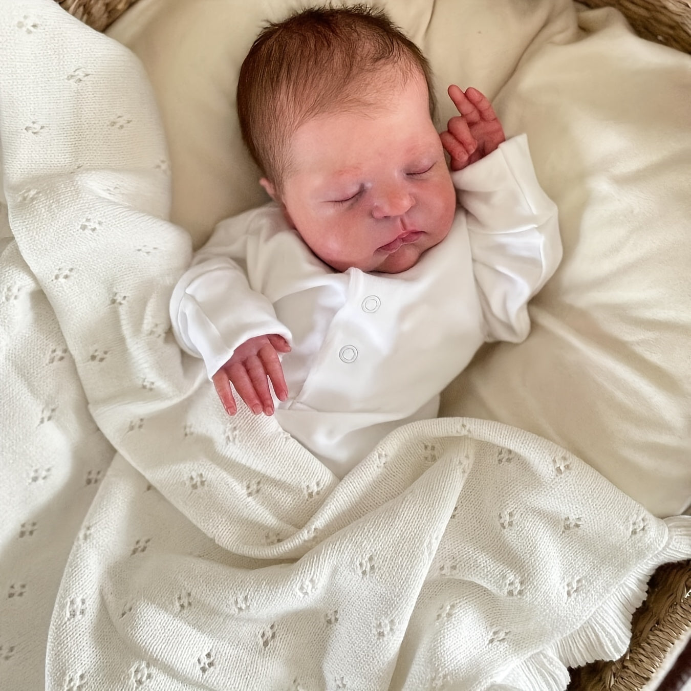 19" Simulation Reborn Doll Sleeping Baby Soft Cloth Body Implanted Hair